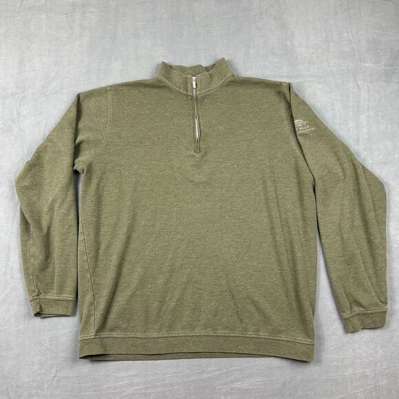 Peter Millar Sweater Mens XL Green Crown‎ Comfort Interlock Quarter Zip Golf